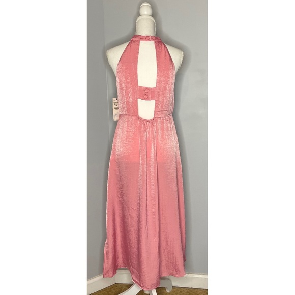 *ZARA* Pink Satin Effect Midi Dress NWT - Picture 7 of 12